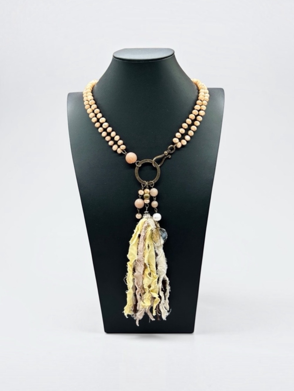 Beautiful Carol Su Beaded Tassel Necklace 36" "Hope, Dream, Trust, Love"